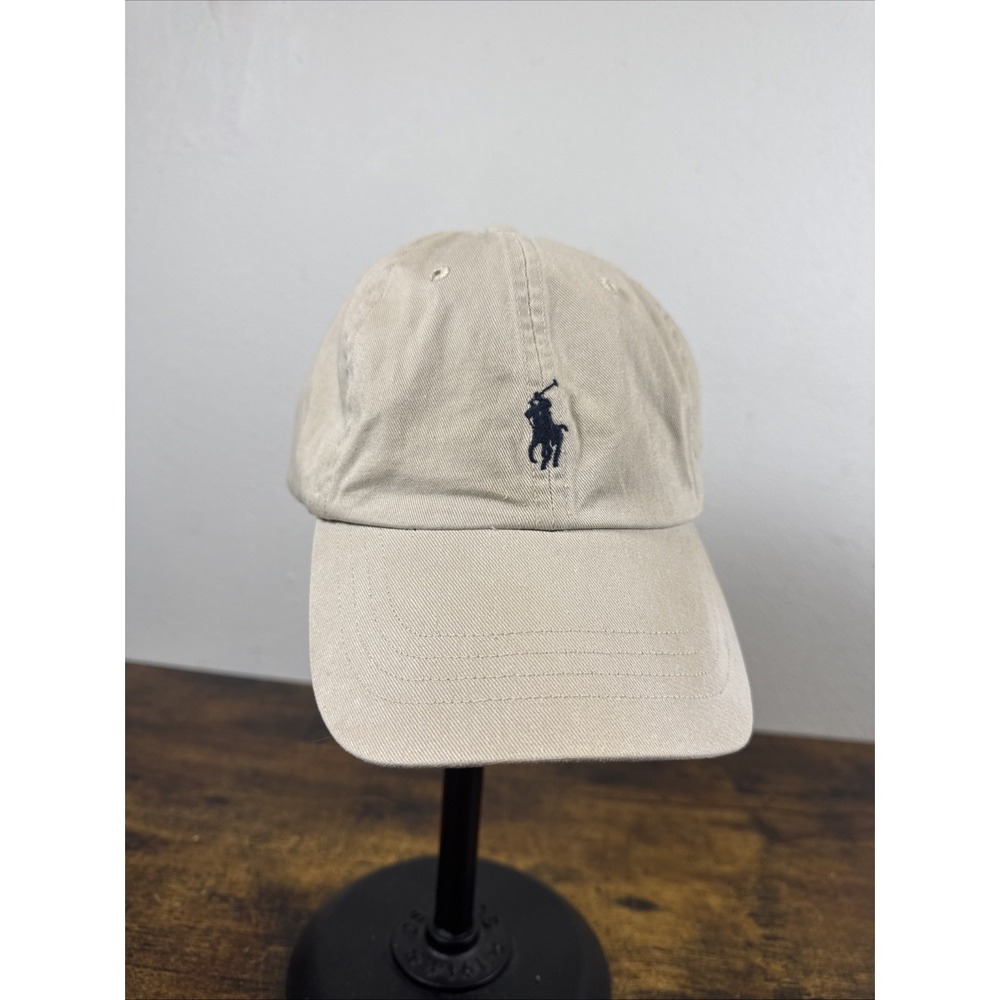 Vintage Polo Ralph Lauren Tan Baseball Cap Leather Strap POLO Embroidery EUC